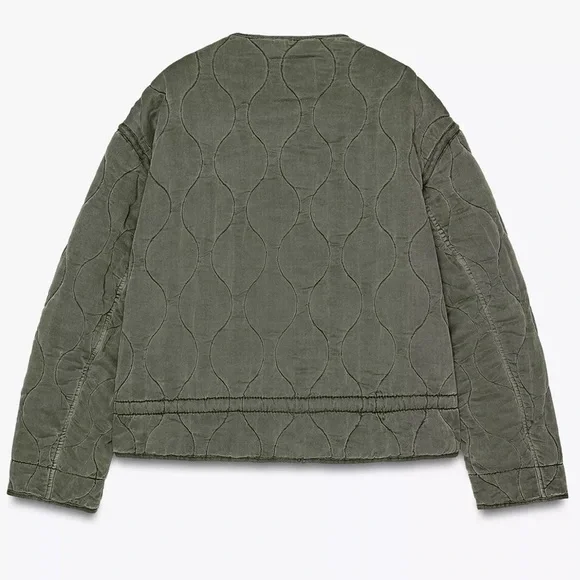Zara Olive Quilted Women's Jacket medium - Picture 3 of 4